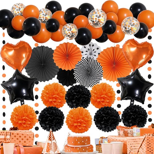 Partydeko schwarz orange - partydeko,