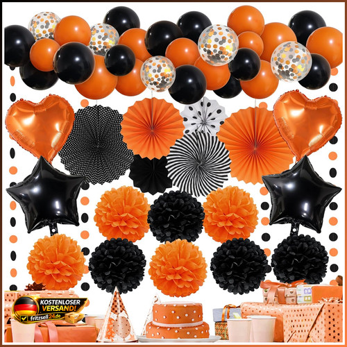 Partydeko schwarz orange - partydeko,