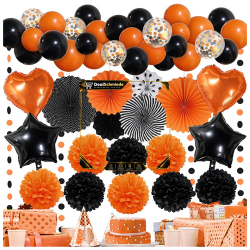 Partydeko schwarz orange - schwarz,