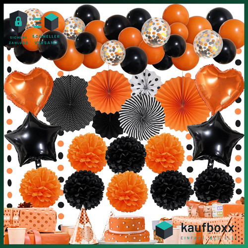 Partydeko schwarz orange - partydeko,